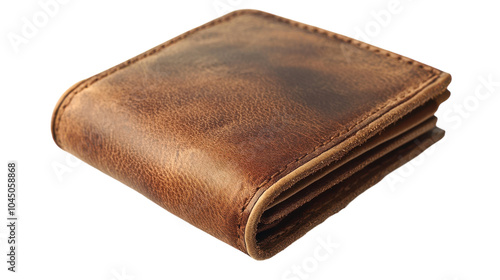 A rugged brown leather wallet resting on a textured surface, showcasing its vintage charm and style