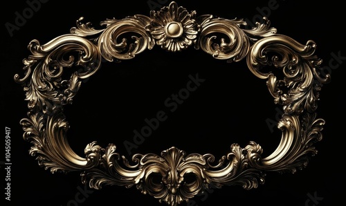 Ornate golden frame on black background.