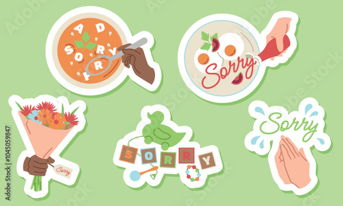 A set of apology stickers. Different types of forgiveness. I'm sorry