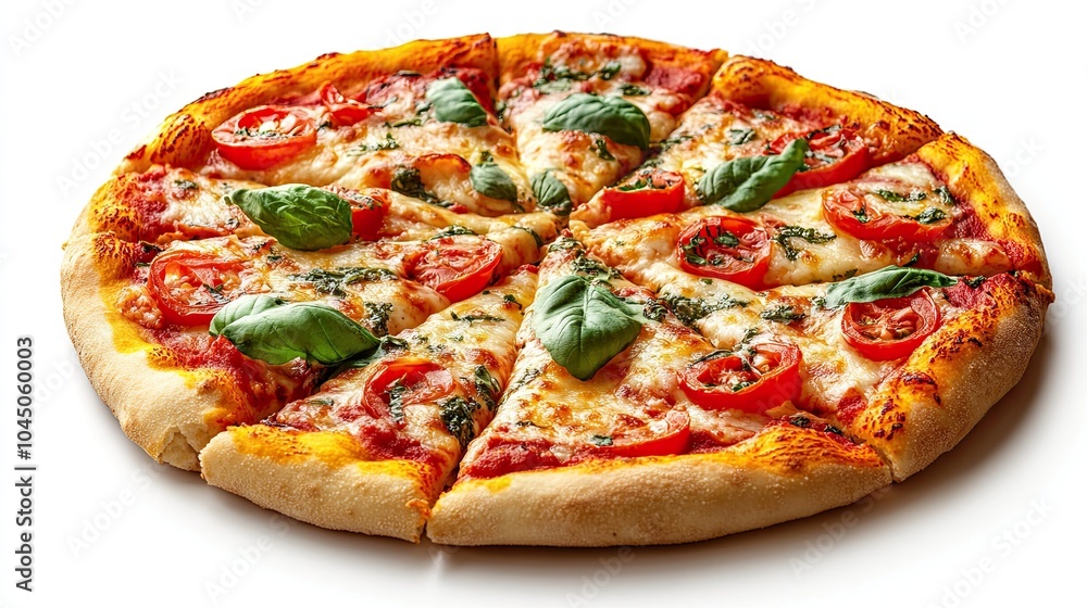Margherita pizza with a clear, isolated background Margherita pizza with a clear, isolated background