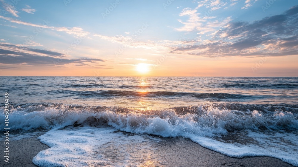 Serene Sunset Over Calm Ocean Waves Serene Sunset Over Calm Ocean Waves