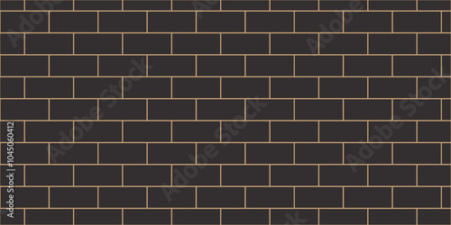 Abstract bathroom wall and floor brick wall texture background. black brick vector illustration texture of the wall with masonry Bricks laid in rows background.