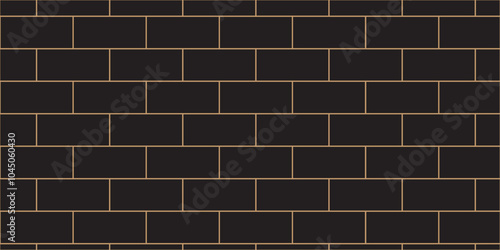 Abstract bathroom wall and floor brick wall texture background. black brick vector illustration texture of the wall with masonry Bricks laid in rows background.
