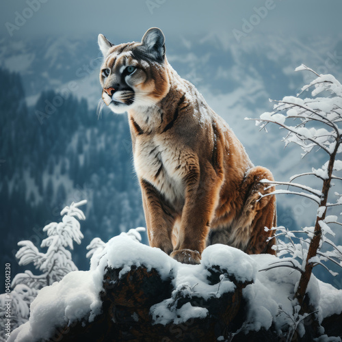 Mountain Lion Tracking Prey – Wildlife Art Poster