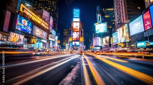 Vibrant Nightscape of Times Square in New York City