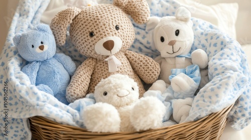 Cozy Basket of Adorable Baby Plush Toys