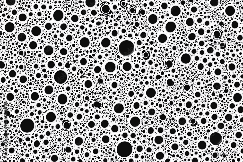 Abstract black dots of various sizes densely scattered across a white background creating a bold pattern
Abstract black dots of various sizes densely scattered across a white background creating a bold pattern