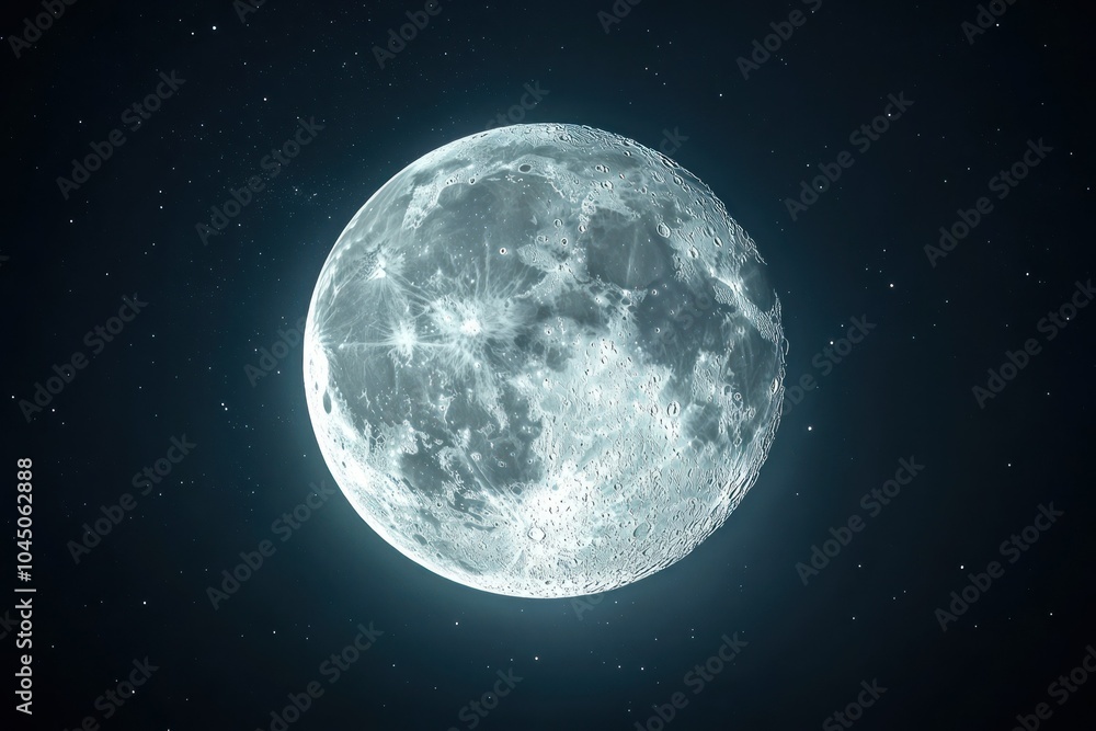 Majestic Full Moon Glowing in Night Sky Majestic Full Moon Glowing in Night Sky