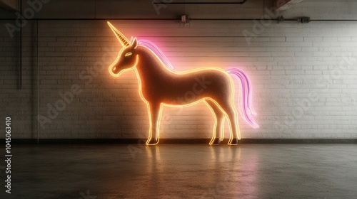 Lila Neon-Einhorn-Schild für Einzelhandels- und Eventdekor photo