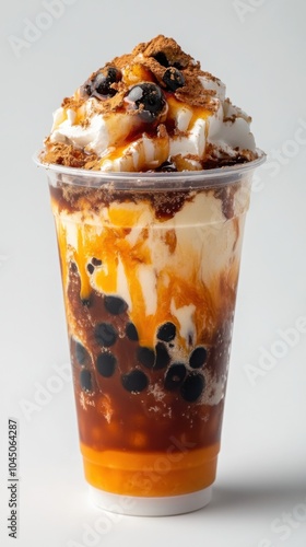 Erfrischender Eismilchtee mit Bubble Boba – perfekt für Frühlingsgetränke-Designs photo