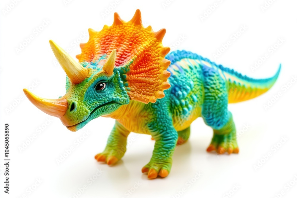 Colorful Toy Dinosaur with Vibrant Features Colorful Toy Dinosaur with Vibrant Features