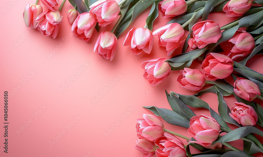 Pink flowers are arranged in a row Pink flowers are arranged in a row