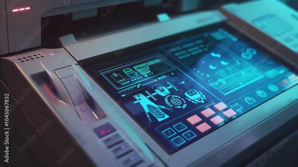 A copier with detailed icons on its control panel A copier with detailed icons on its control panel