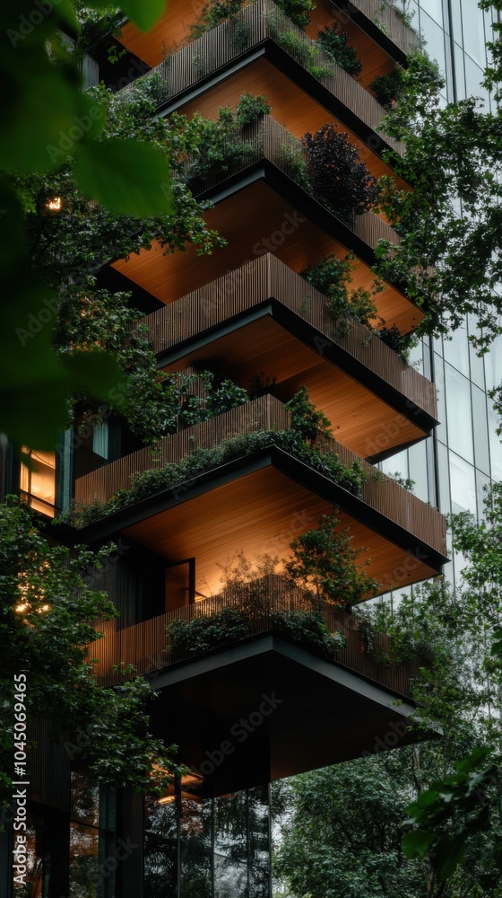 Urbane grüne Oase: moderne Architektur mit üppiger Vegetation für umweltfreundliches Leben Urbane grüne Oase: moderne Architektur mit üppiger Vegetation für umweltfreundliches Leben