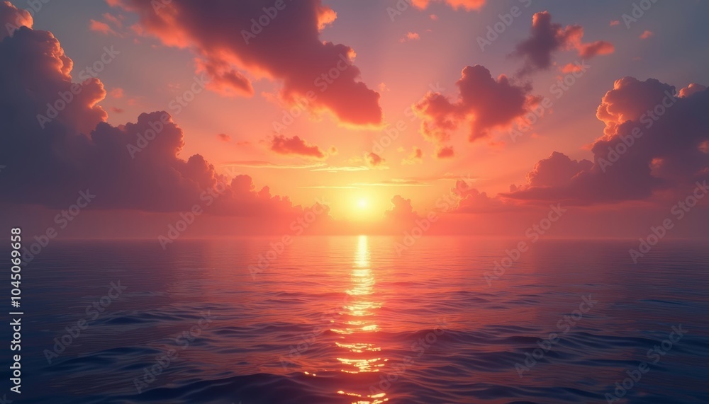 Fototapeta premium Sunsets golden glow on tranquil waters
