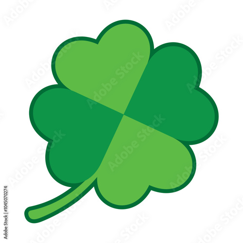 St Patrick's Day. Lucky Four-leaf clover, Green Four leaf clover vector icon. Lucky and happiness concept. Shamrock - green four leaf clover icon. Good luck theme design element.