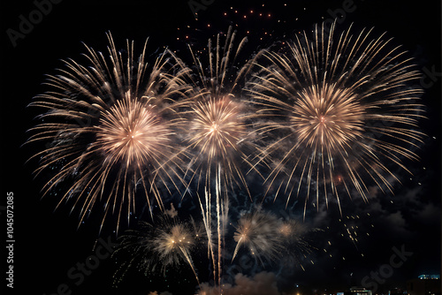 Festive fireworks with black background 