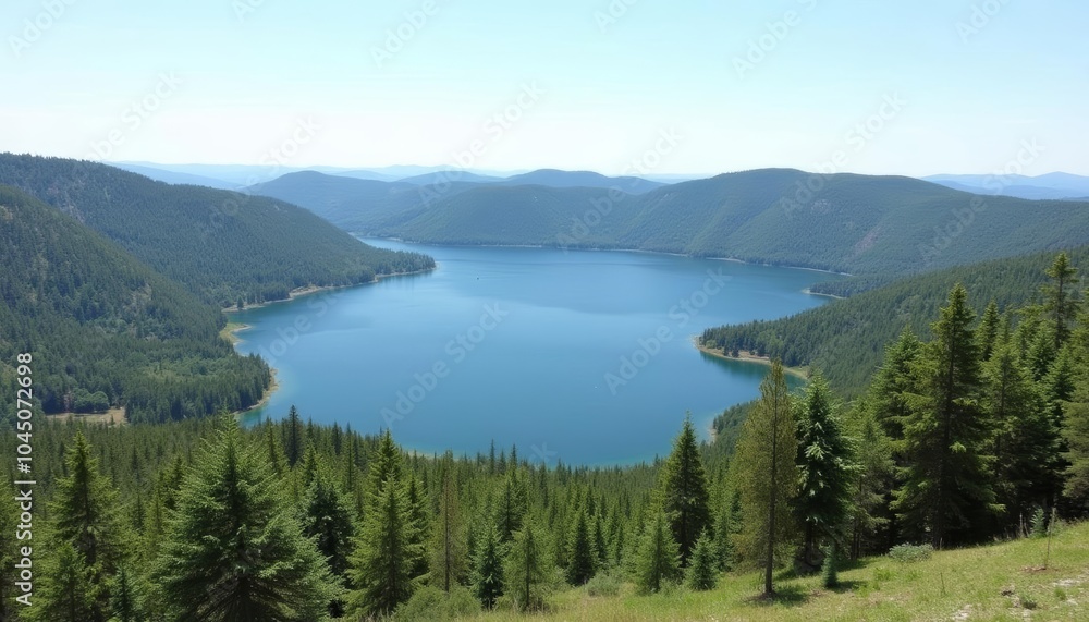 Naklejka premium Tranquil mountain lake a serene natural beauty