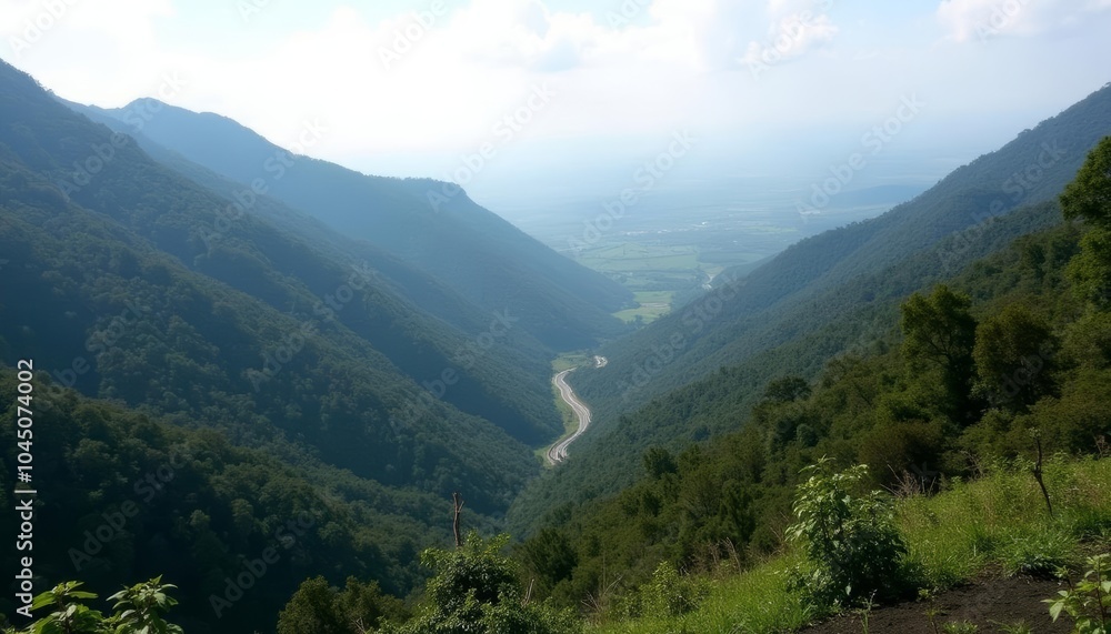 Fototapeta premium Majestic mountain vista with winding road