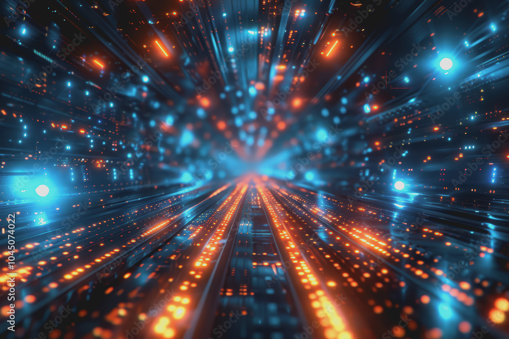 High-tech loading animation with digital network patterns and ample copy space. High-tech loading animation with digital network patterns and ample copy space.