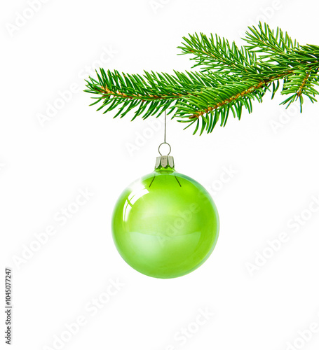 Schöne Weihnachtskugel aus Glas mit Tannenzweig