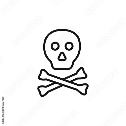 Crossbones skull icon Isolated flat vector in outline