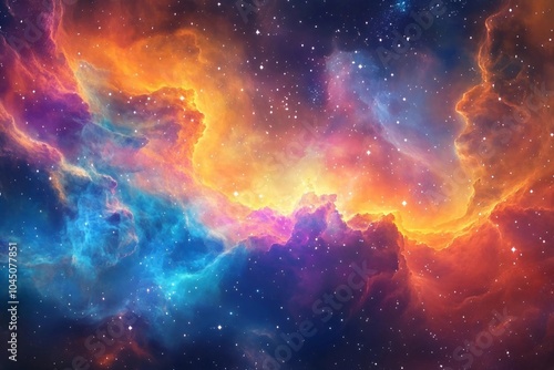 A night in the colorful universe. Galaxy, Nebula, Supernova, Astronomy.