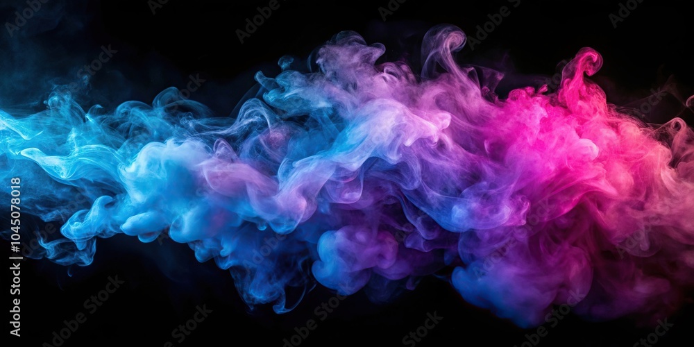 Smoke art on black background with blue and pink hues Smoke art on black background with blue and pink hues