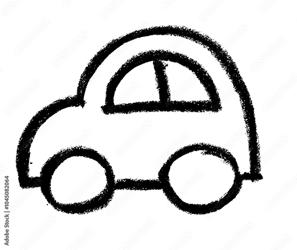 Car Toy Icon Crayon Chalk Drawing Vector Car Toy Icon Crayon Chalk Drawing Vector