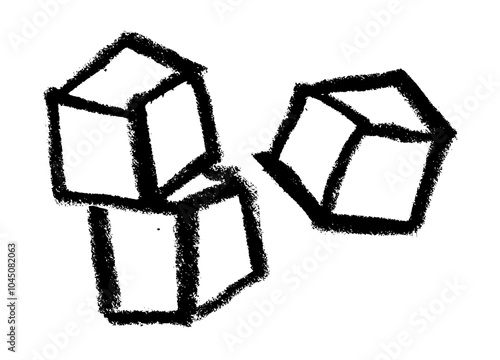 Blocks Toy Icon Crayon Chalk Drawing Vector