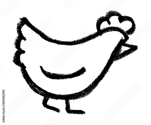 Chicken Farm Animal Icon Crayon Chalk Drawing Vector