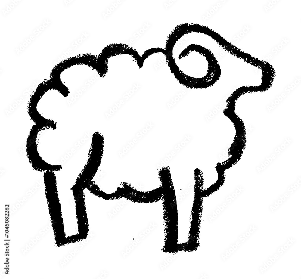 Sheep Farm Animal Icon Crayon Chalk Drawing Vector Sheep Farm Animal Icon Crayon Chalk Drawing Vector