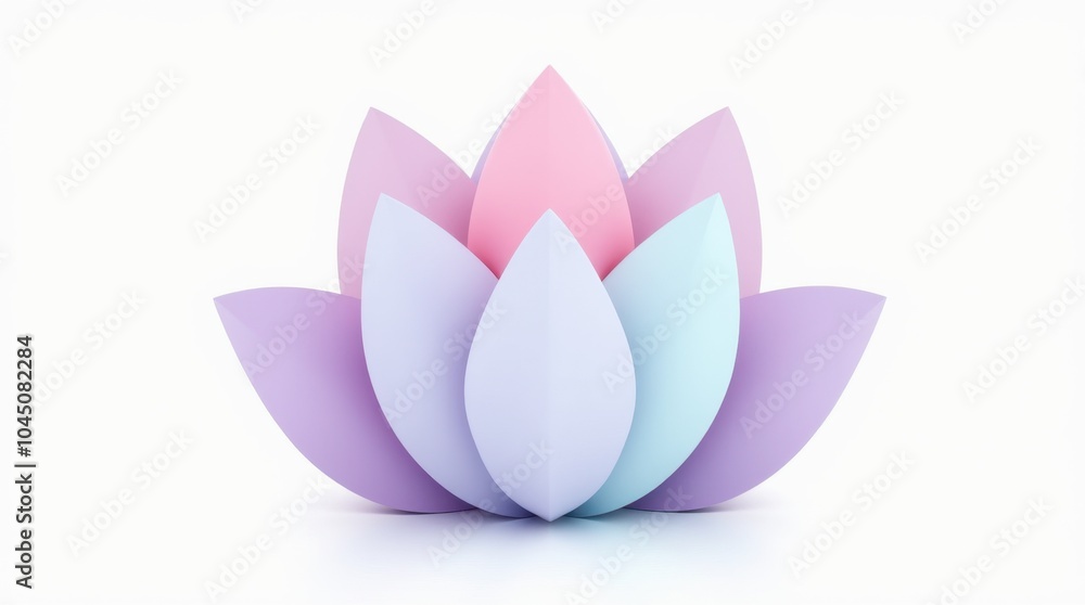 A lotus flower featuring soft pastel colors such as light pink, lavender, and sky blue, with each petal displaying gentle gradients. A lotus flower featuring soft pastel colors such as light pink, lavender, and sky blue, with each petal displaying gentle gradients.