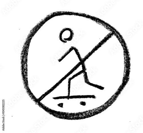 No Skateboarding Restriction Icon Crayon Chalk Drawing Vector