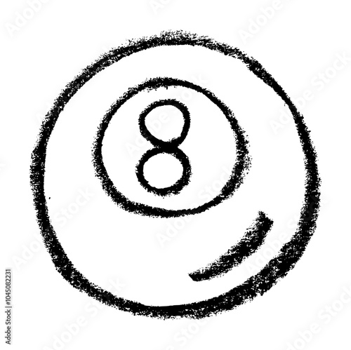 Pool Sports Ball Icon Crayon Chalk Drawing Vector