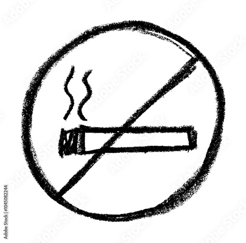 No Smoking Restriction Icon Crayon Chalk Drawing Vector