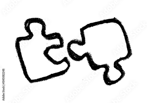 Puzzle Toy Icon Crayon Chalk Drawing Vector