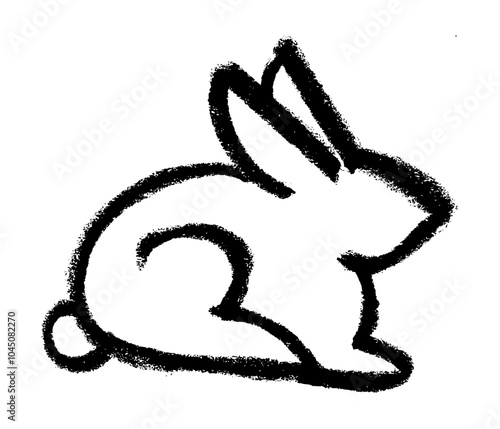 Rabbit Farm Animal Icon Crayon Chalk Drawing Vector