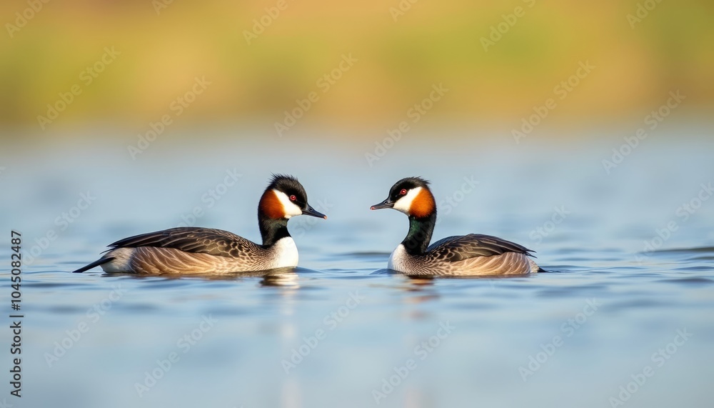 Peaceful moment in nature with two ducks on the water Peaceful moment in nature with two ducks on the water