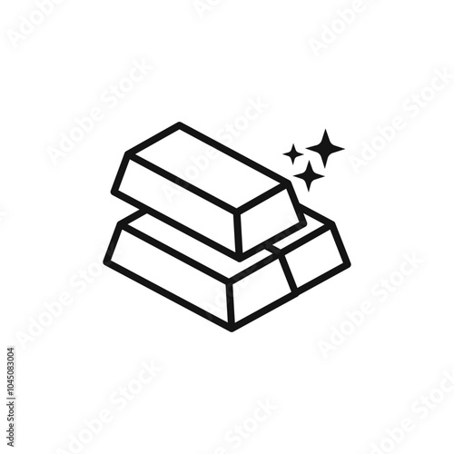 gold bars icon Isolated flat vector in outline