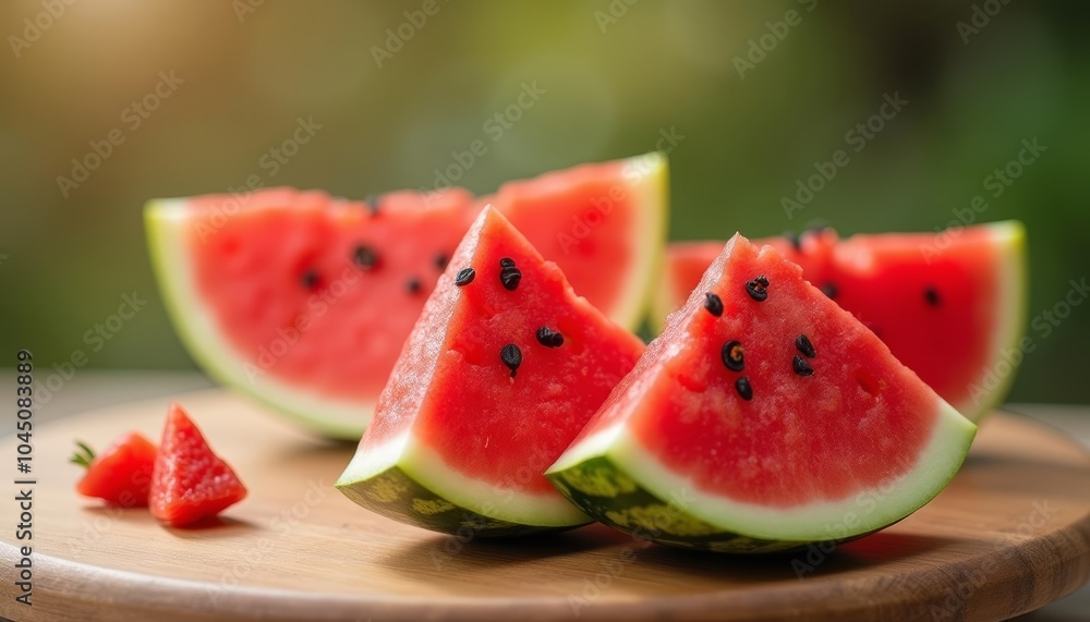 Fresh watermelon slices perfect for a summer snack Fresh watermelon slices perfect for a summer snack