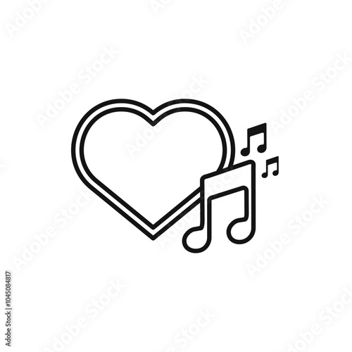 Heard heart note icon Isolated flat vector in outline
