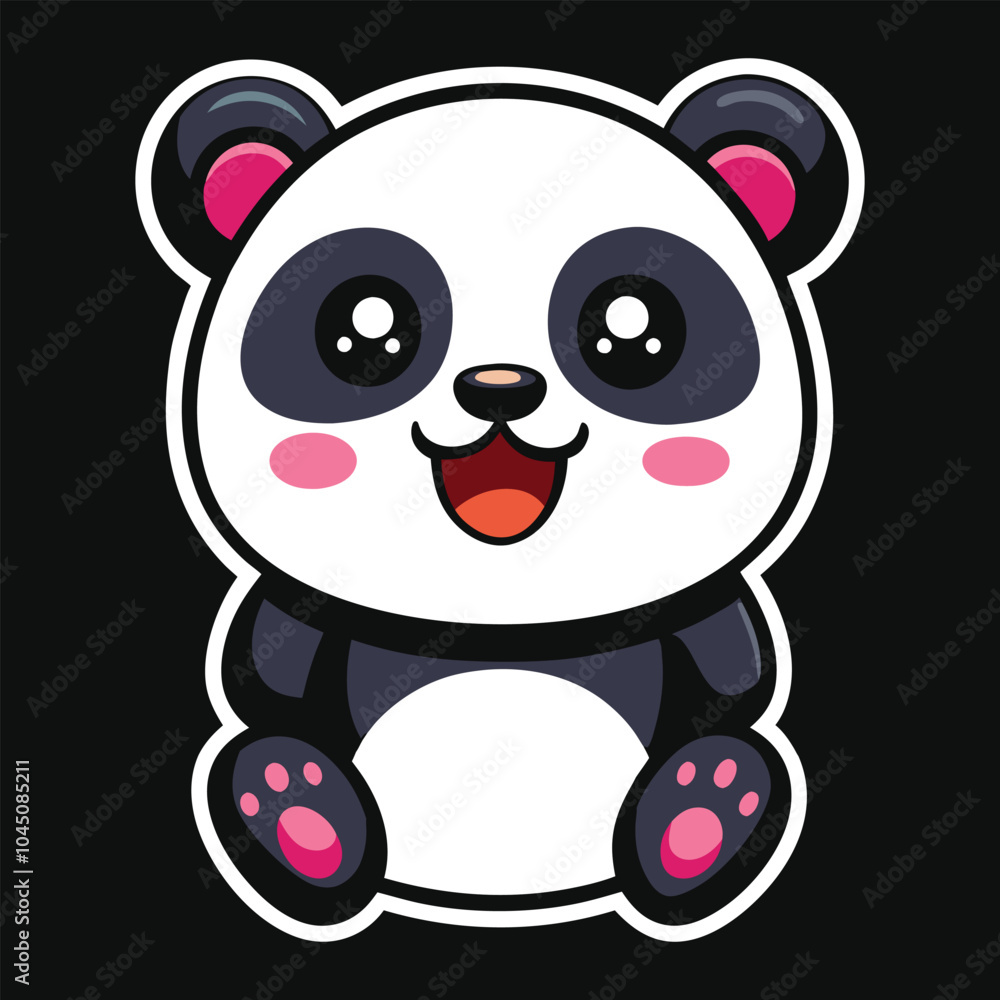 Cute panda hand drawn cartoon sticker icon concept isolated illustration Cute panda hand drawn cartoon sticker icon concept isolated illustration