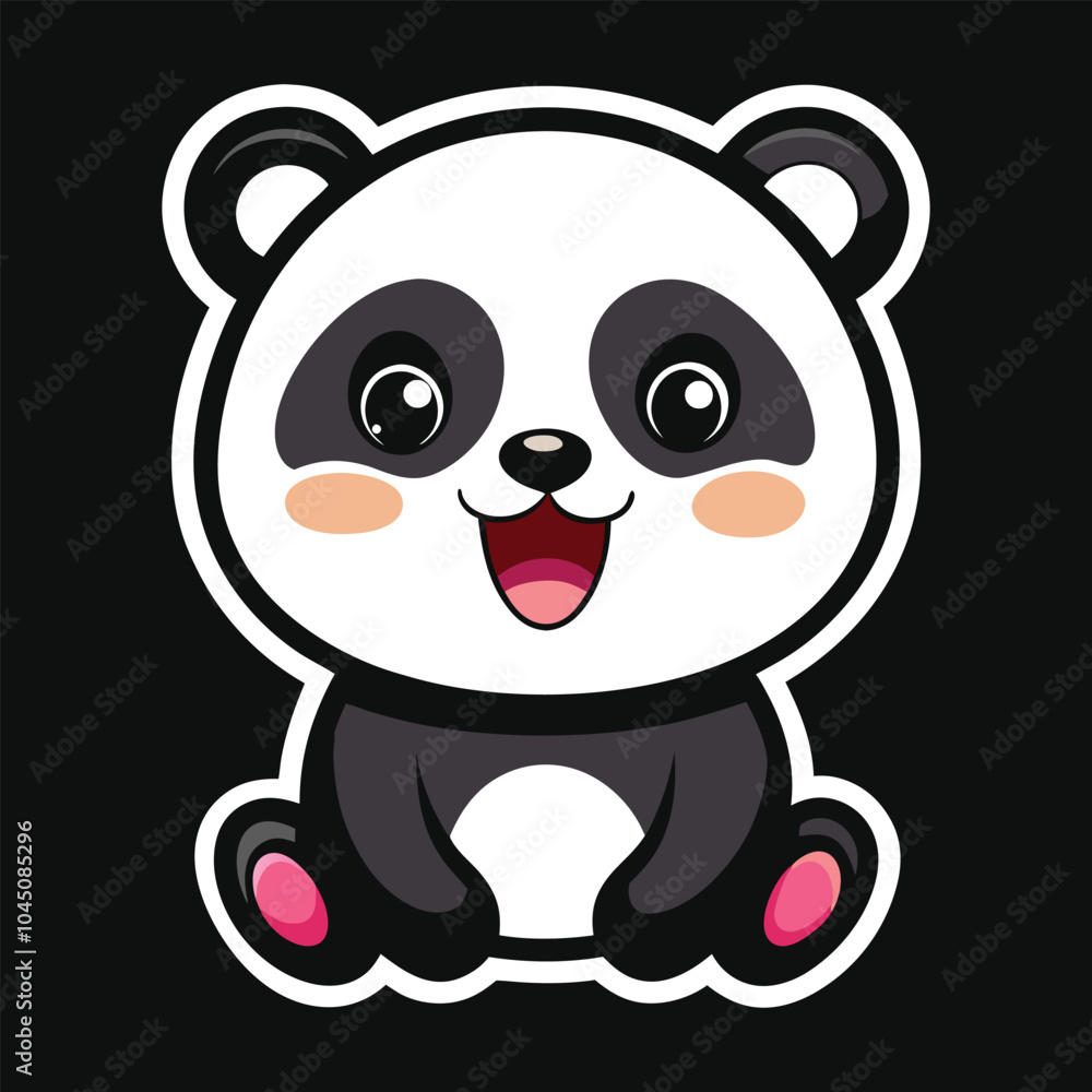 Fototapeta premium Cute panda hand drawn cartoon sticker icon concept isolated illustration