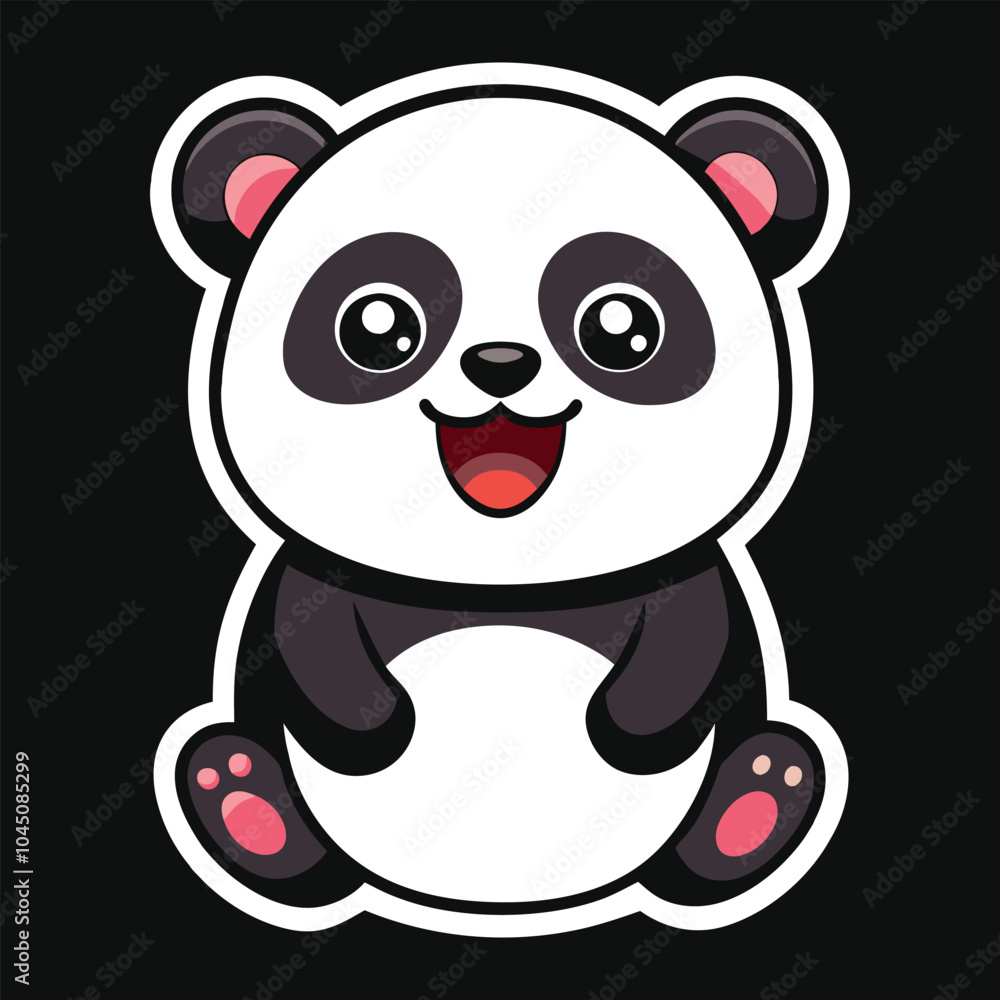 Cute panda hand drawn cartoon sticker icon concept isolated illustration Cute panda hand drawn cartoon sticker icon concept isolated illustration