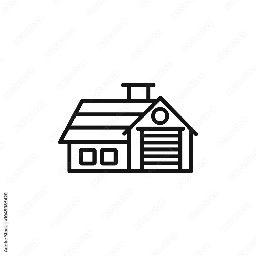 house with garage icon Isolated flat vector in outline