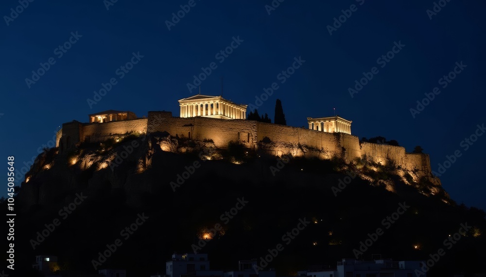 Fototapeta premium Glowing ancient ruins under the night sky