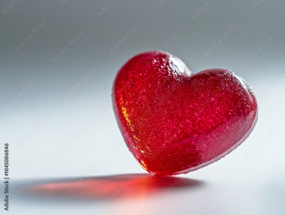 A Red Heart Shaped Candy on a White Background A Red Heart Shaped Candy on a White Background