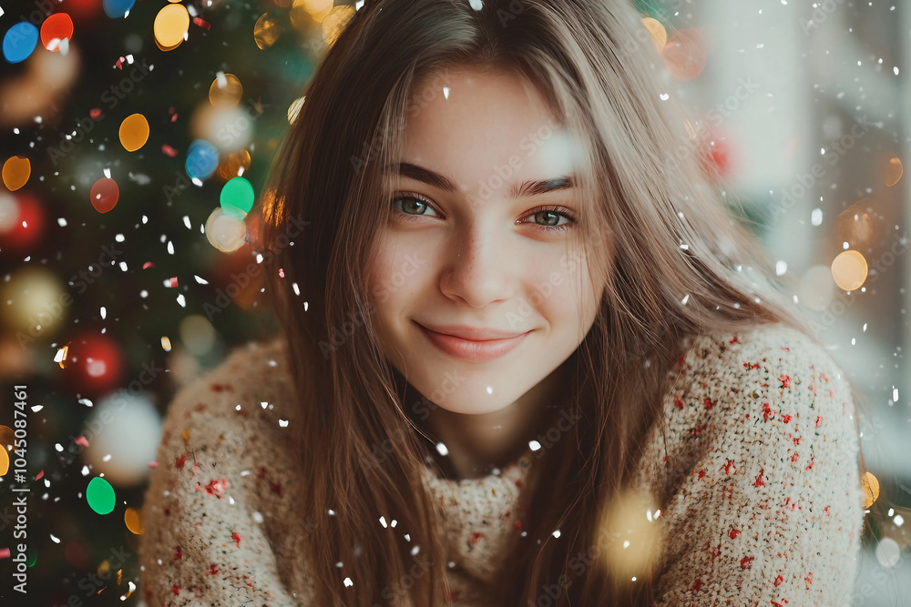 Pupil enjoy christmas celebration at school generative AI image Pupil enjoy christmas celebration at school generative AI image