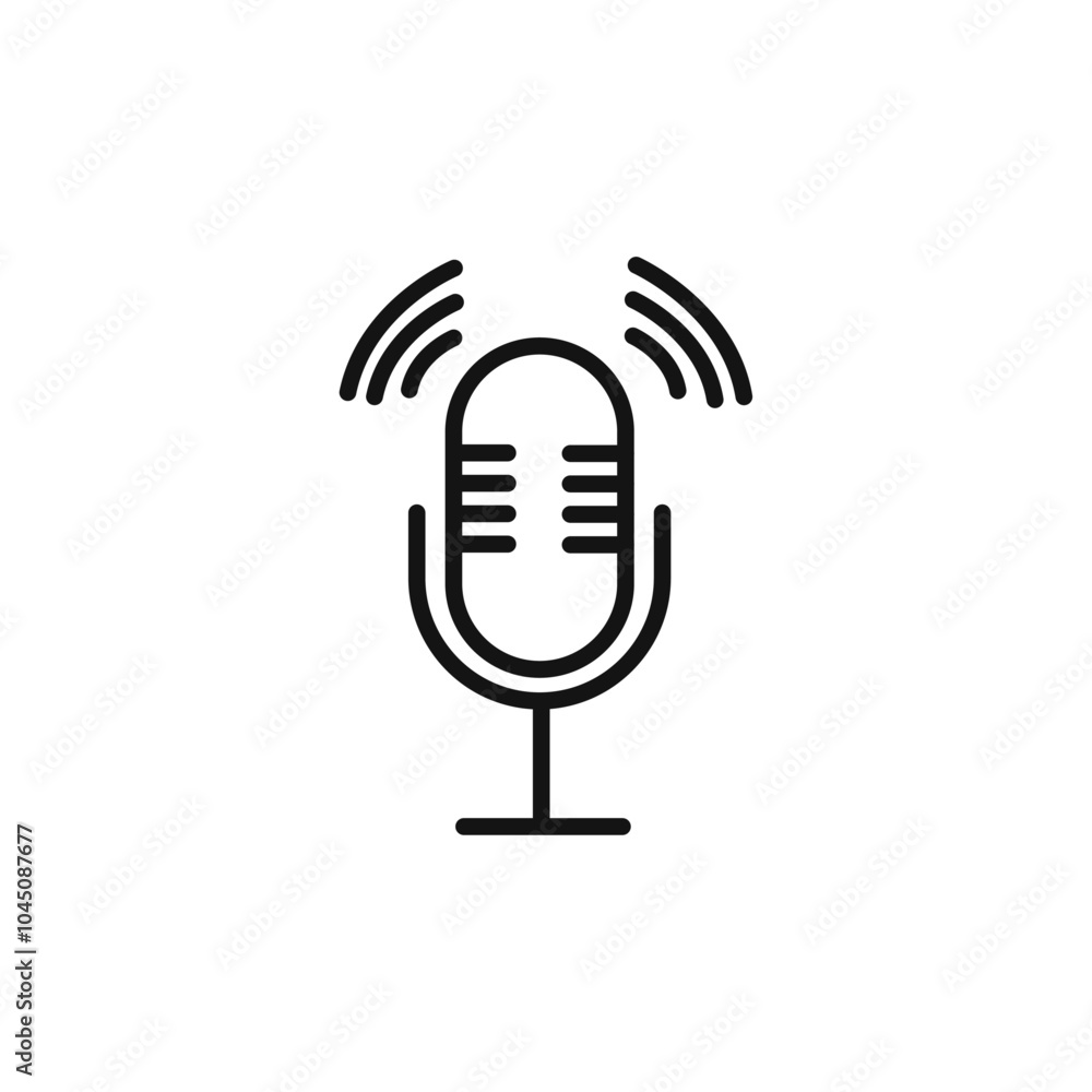 Microphone icon Isolated flat vector in outline Microphone icon Isolated flat vector in outline